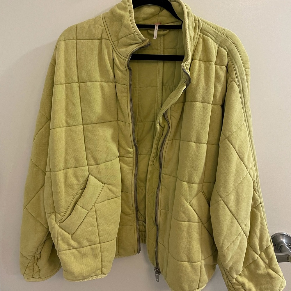 Free People Dolman Quilted Jacket in Fresh Citron